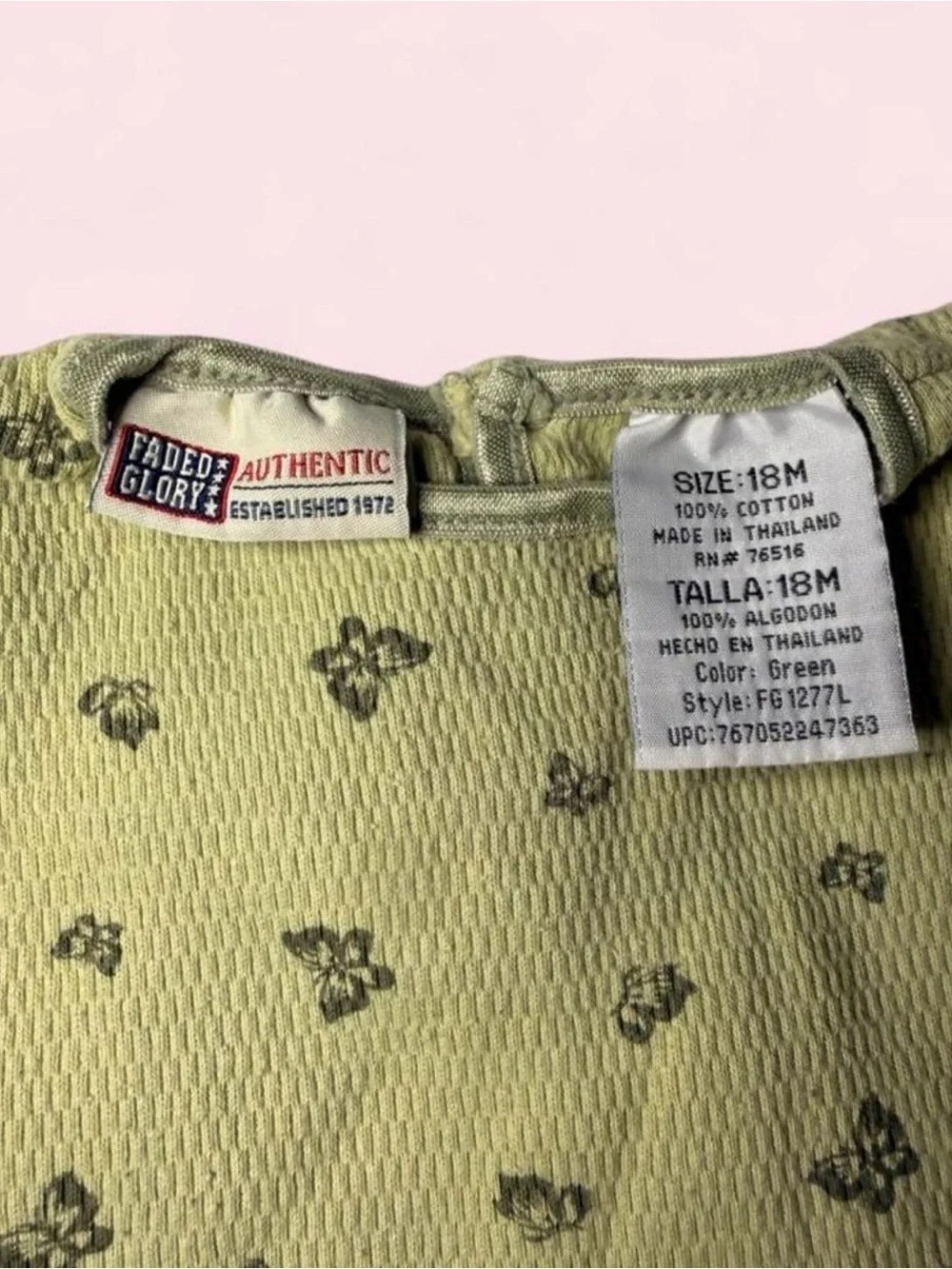 Faded Glory Olive Green Long-Sleeve Baby One-Piece Bodysuit